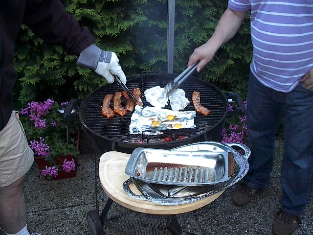 Grilled Bacon & Quail Eggs by Red Haircrow